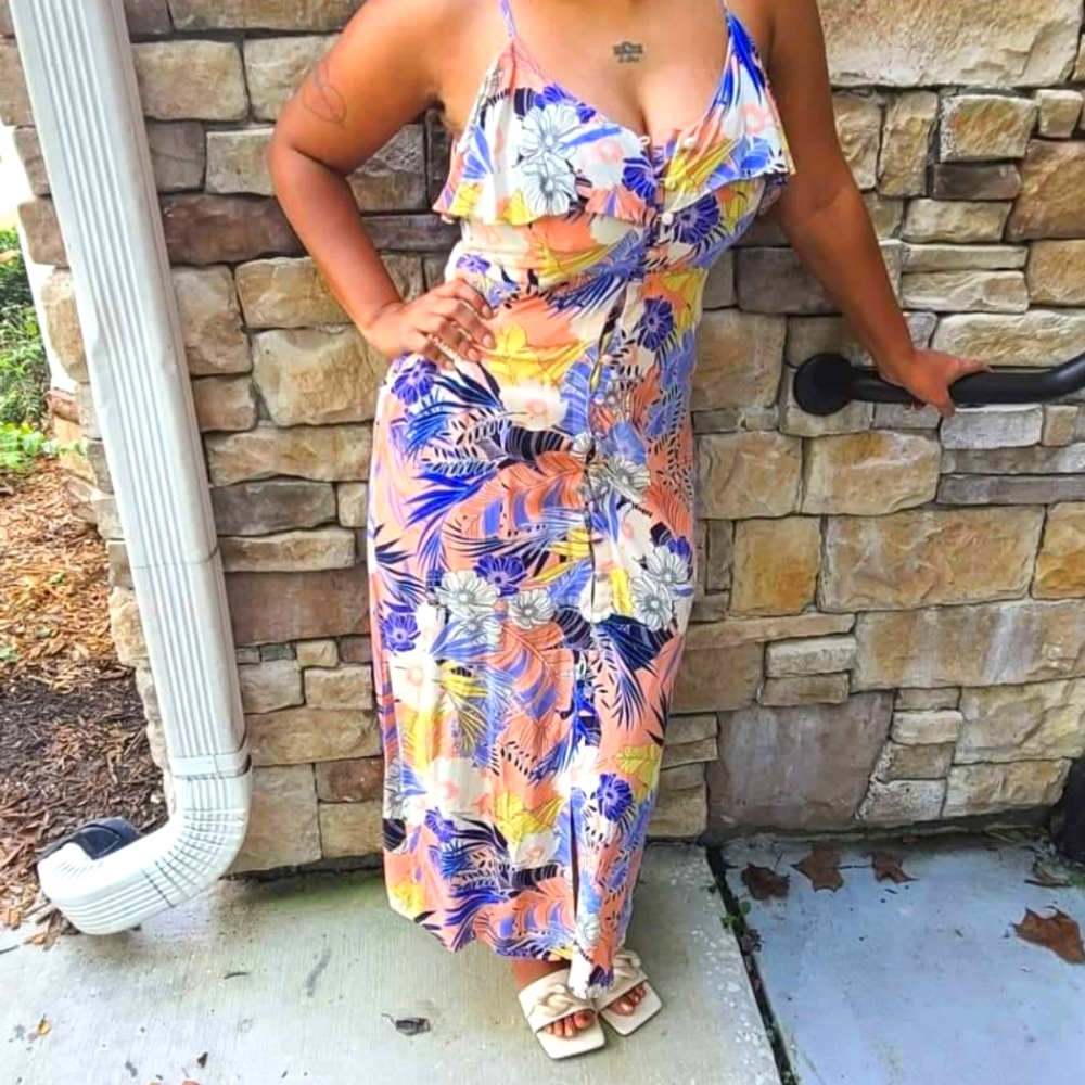 Sanctuary floral button up camisole maxi dress